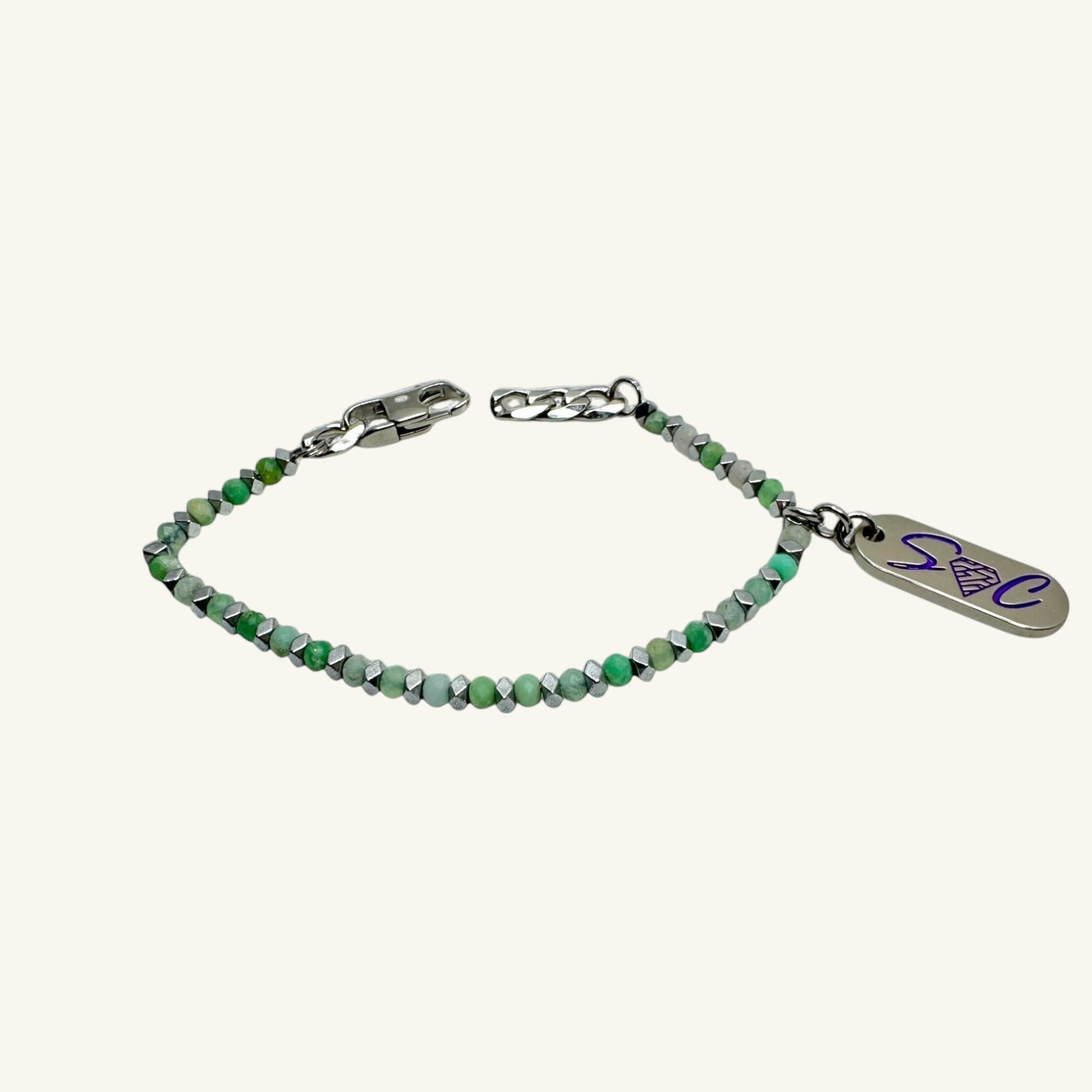 Bracciale crisoprasio sfaccettato 3x3 mm Sharifa Crystals